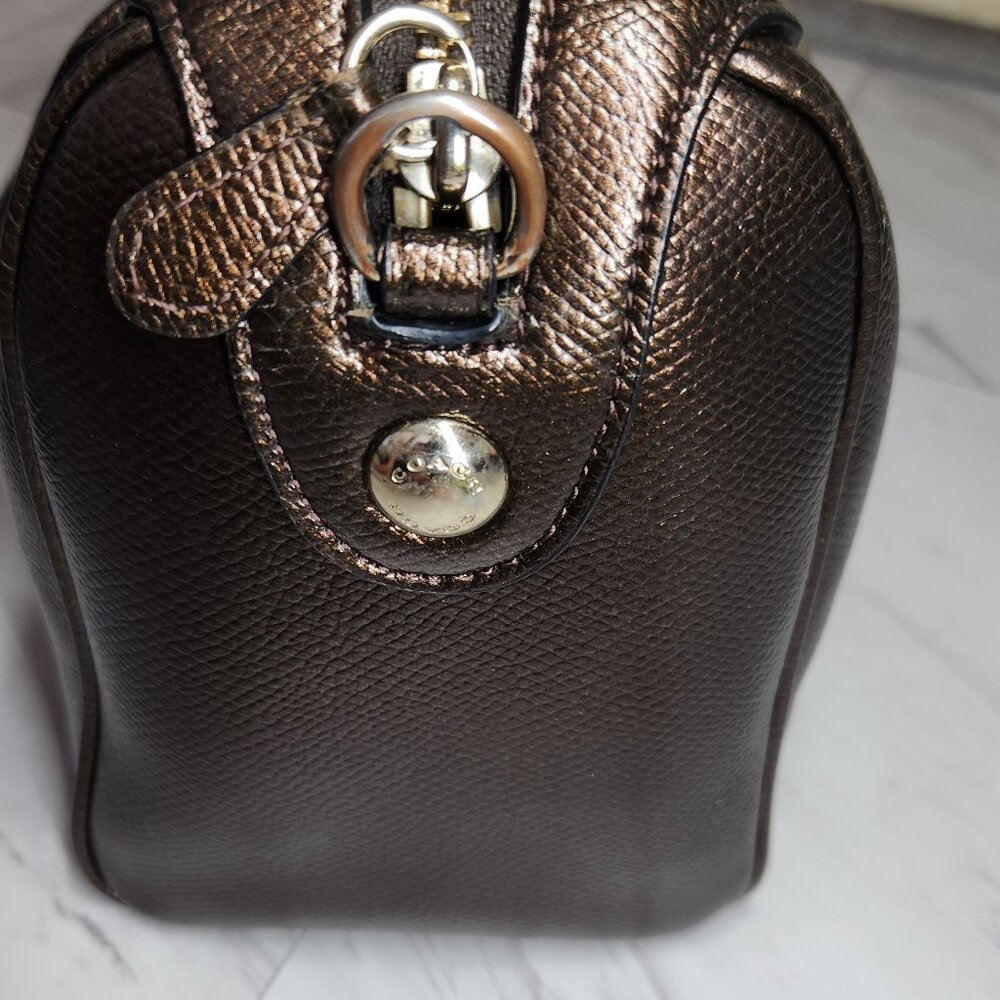 Like New Coach Bennett Satchel Bronze Leather Shoulder Crossbody Bag Purse - Picture 12 of 14